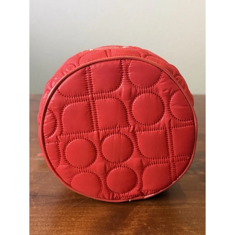 Kate Spade New York Red Quilted Logo Makeup Accessory Travel Pouch Bag 6